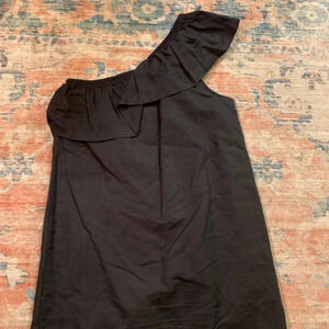 JCrew black one shoulder ruffle dress